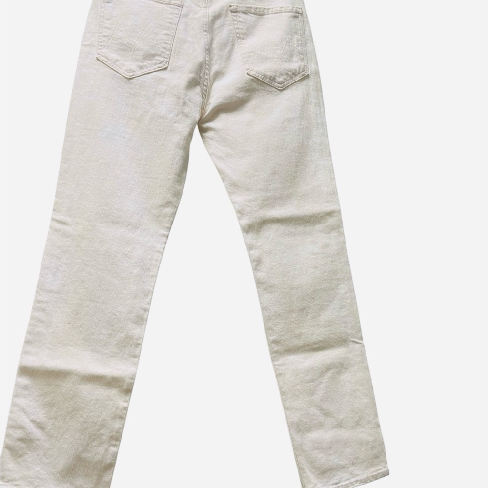 MOTHER Women's Straight Leg Jeans in Cream - Picture 4 of 13